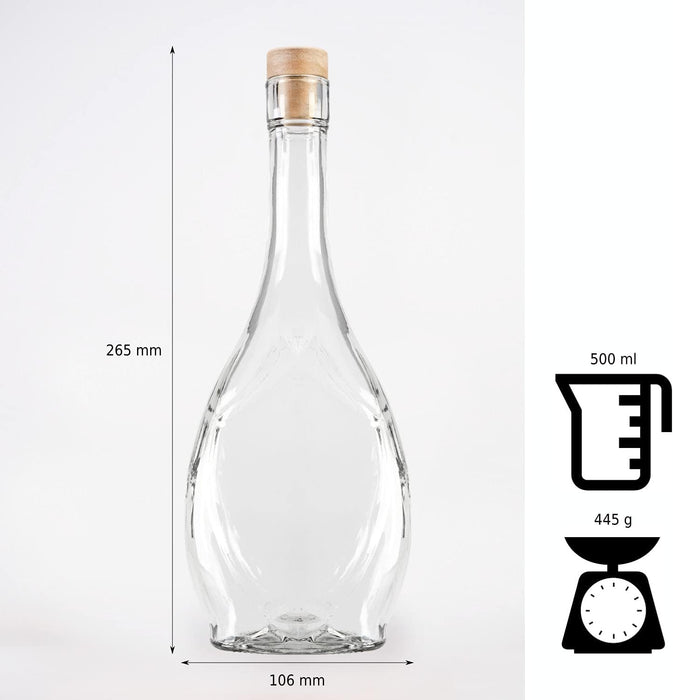 Glasflaschen 500ml - Weinflaschen Leer 5 Stücke - Glass bottle Mit Korken - Flaschen zum Befüllen