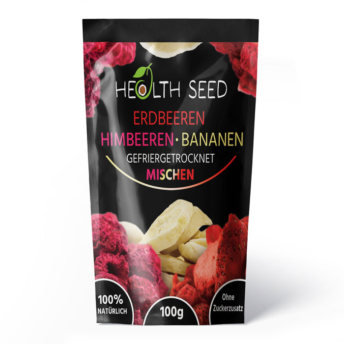 GEFRIERGETROCKNETE FRÜCHTE, 100g MISCHUNG Erdbeer-Bananen-Himbeeren