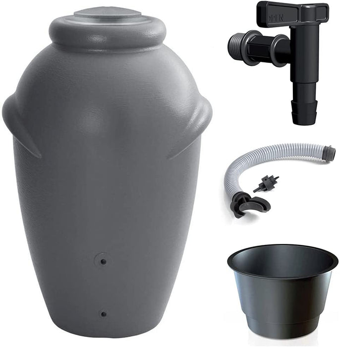 Regenwasserbehälter, Regenfass, Regenwassertonne AQUA CAN Grau 360L SET
