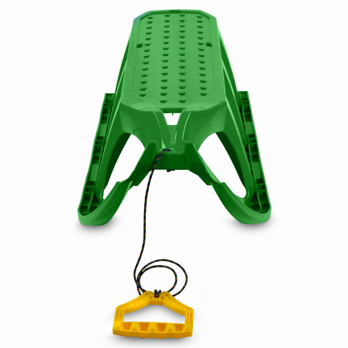 Kinderschlitten 2-Sitzer, TATRA DUO, mit Zugseil Metallkufen, Grün