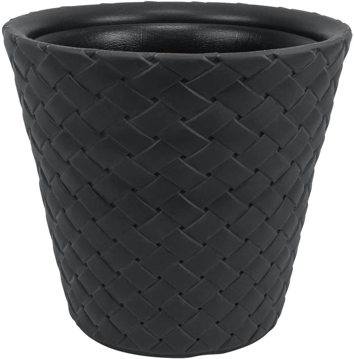 Pot de fleur MATUBA, plastique, façon rotin, anthracite, 45x 48 cm, 52L