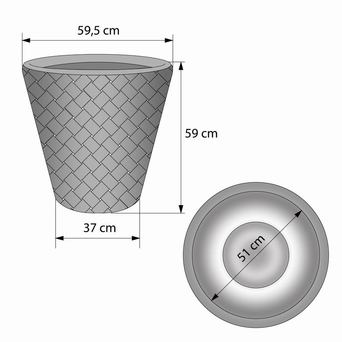 Pot de fleur MATUBA, plastique, façon rotin, anthracite, 45x 48 cm, 52L