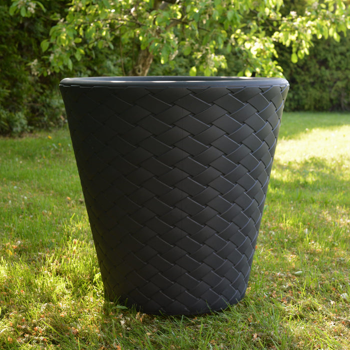 Pot de fleur MATUBA, plastique, façon rotin, anthracite, 45x 48 cm, 52L