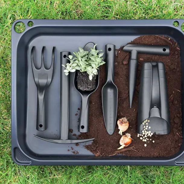 Garden tool set, hand tool 6 parts, black
