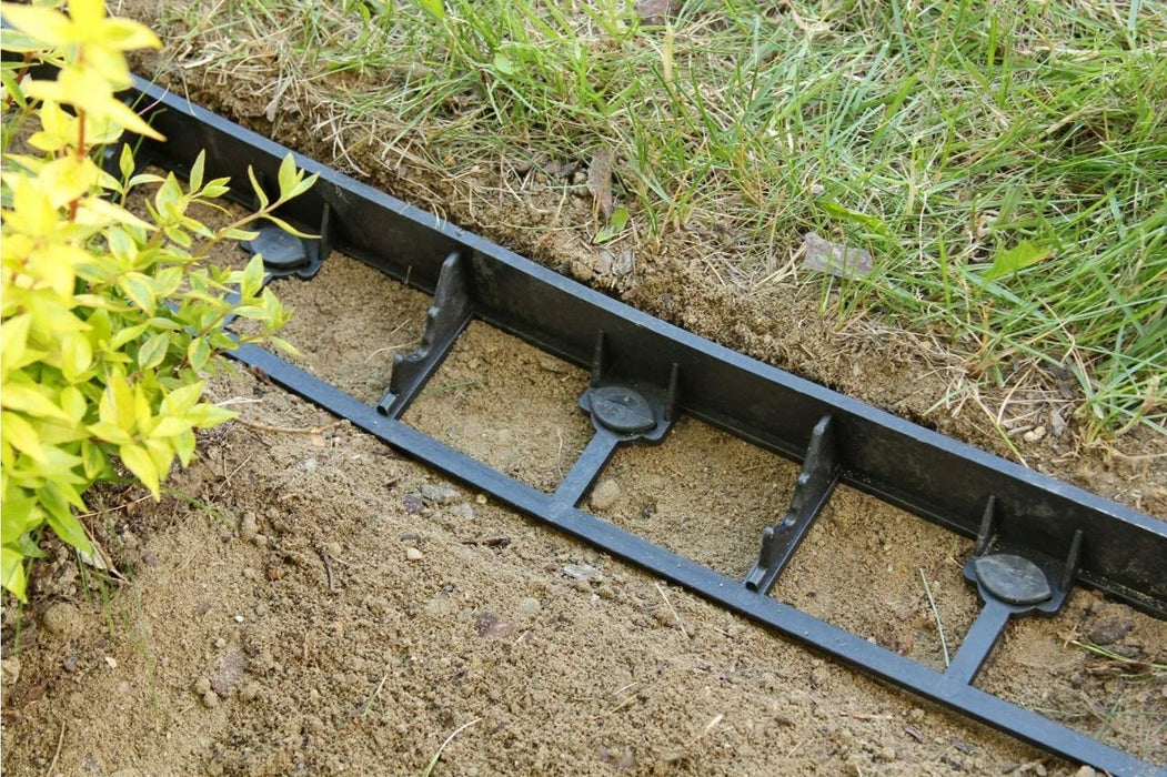 Lawn edge, bed border, GardenRand45 Light Black, 2m with 6 ground anchors