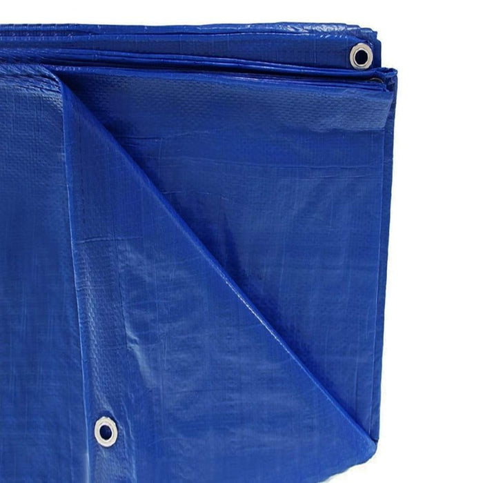 Tarpaulin fabric tarpaulin + metal eyelets 10x14 m- 70 g/m² blue