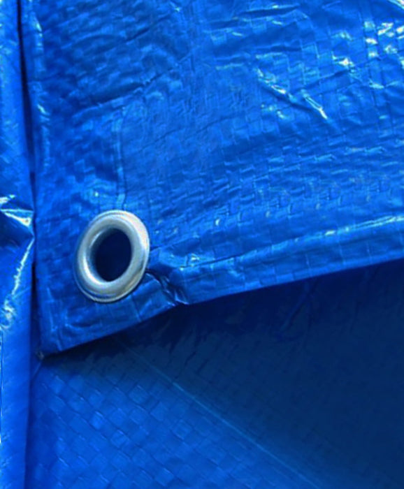 Tarpaulin fabric tarpaulin + metal eyelets 10x12 m- 70 g/m² blue