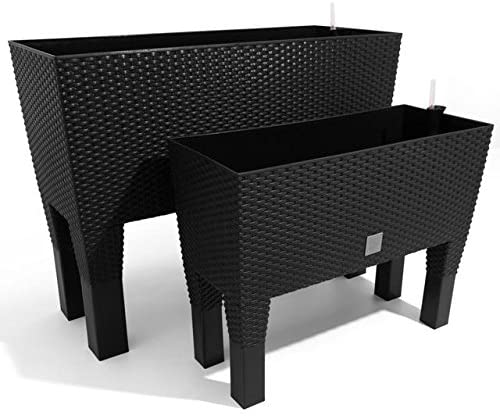 Flower box, flower bench, anthracite with feet, watering system 72 liters