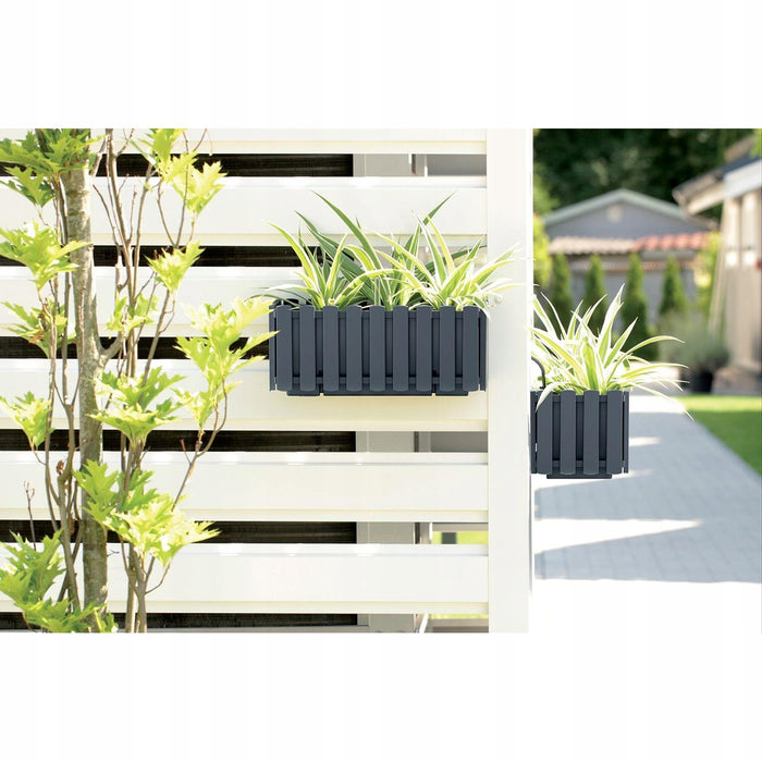 Balkonkasten, Blumenkasten zum Aufhängen, mit Bewässerungsystem, 30 cm, Grau