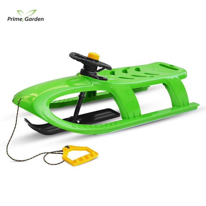 PRIMEGARDEN® MOTOSLITTA Con Volante children's sled with steering wheel (GREEN)