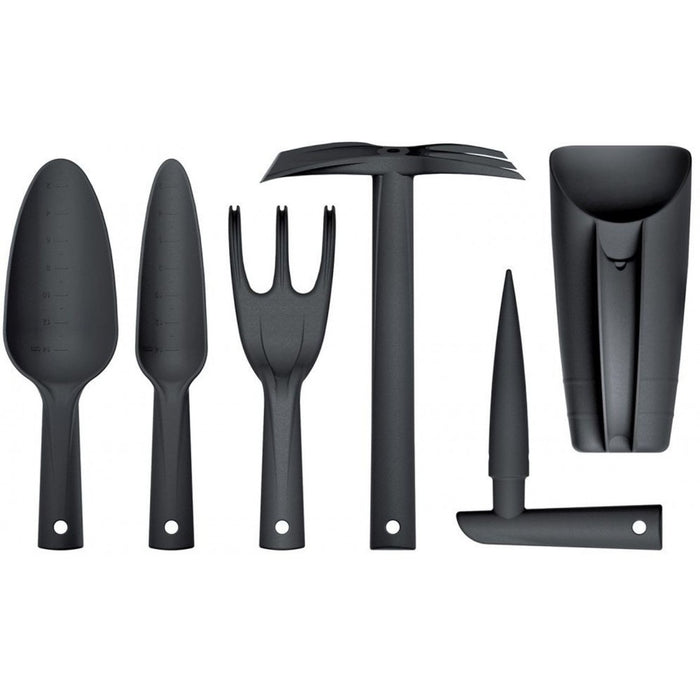 Garden tool set, hand tool 6 parts, black