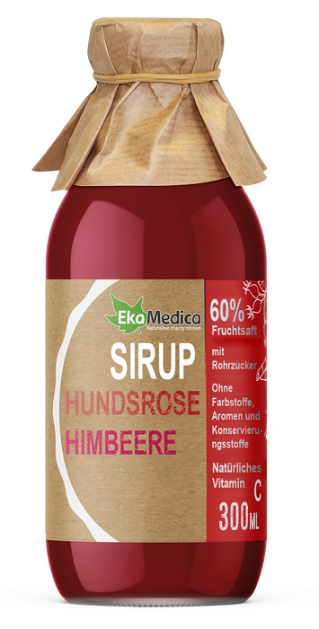 Himbeer-Hundsrose Sirup, Frucht-Sirup, Nahrungsergänzungsmittel, 300 ml